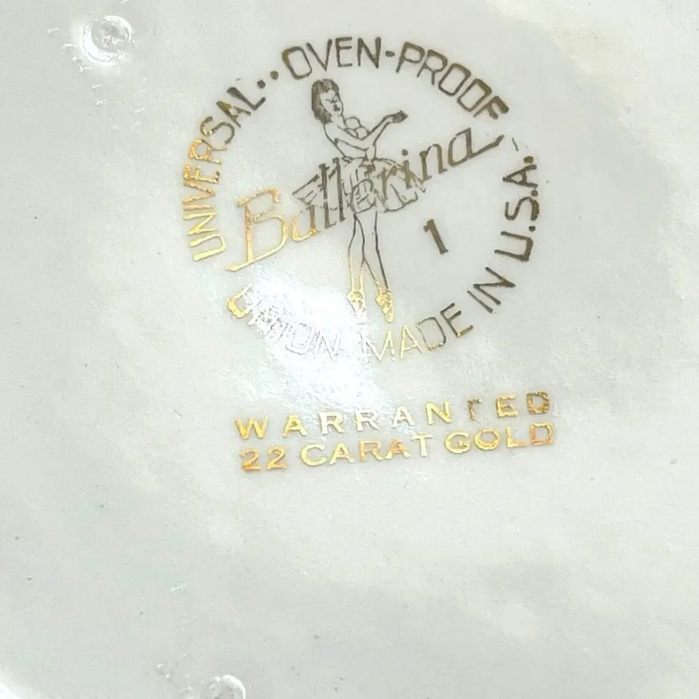 Vtg. Rare Universal Ballerina Gold Wheat Salad Plate Union Made USA 50s Bow Mod
